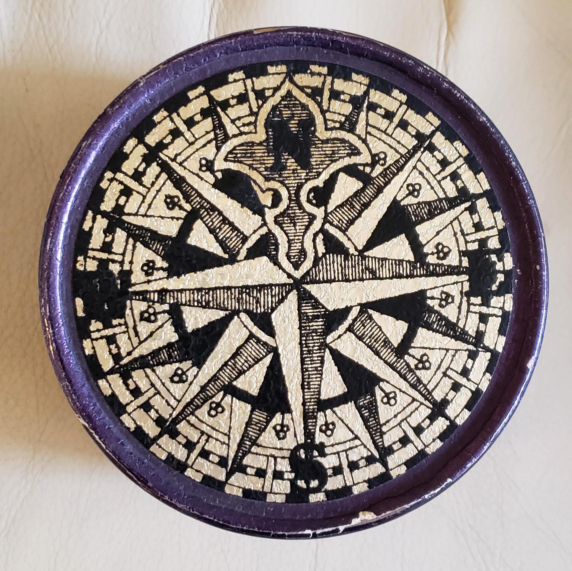 Piero Fornasetti Porcelain Set of Eight Ship Coasters, Velieri with Original Box In Good Condition In Downingtown, PA