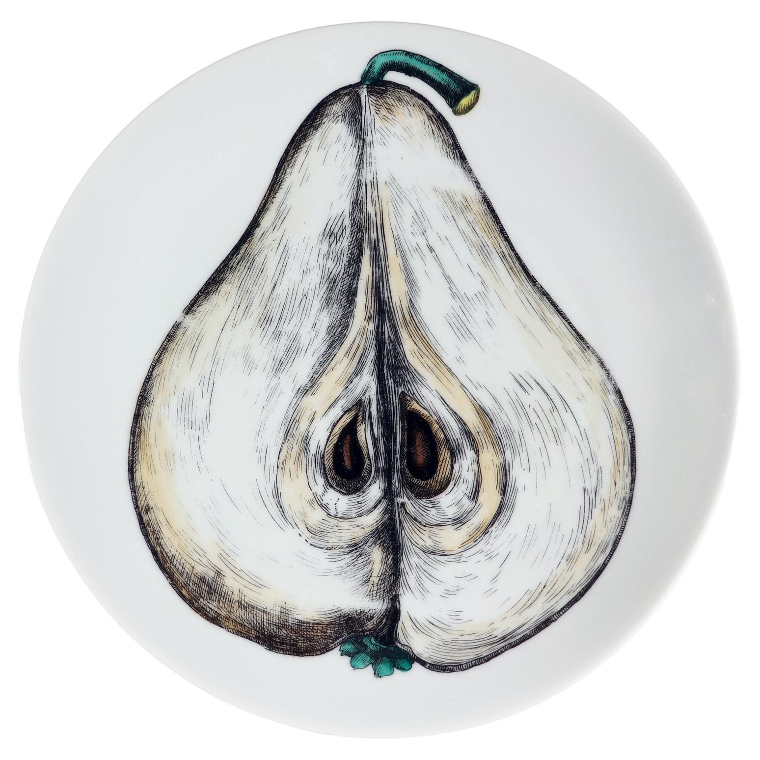 Piero Fornasetti Porcelain Sezioni Di Frutta Desert Plate, No 12 for Tiffany For Sale