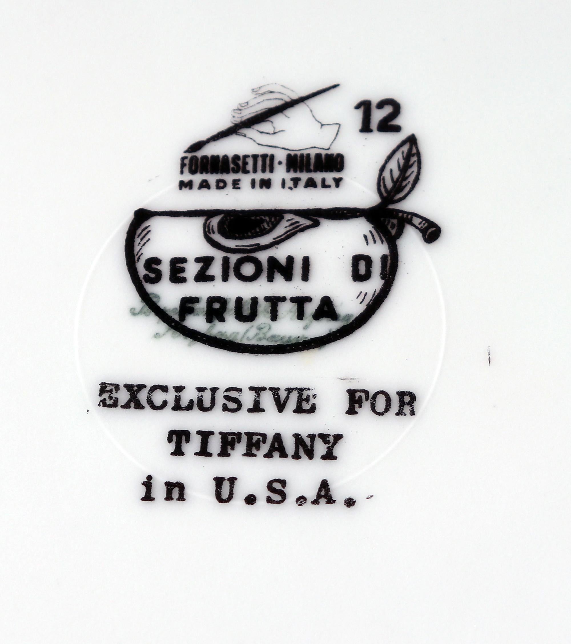 italien Assiettes à dessert en porcelaine Sezioni Di Frutta de Piero Fornasetti, Nos 4 et 12 en vente