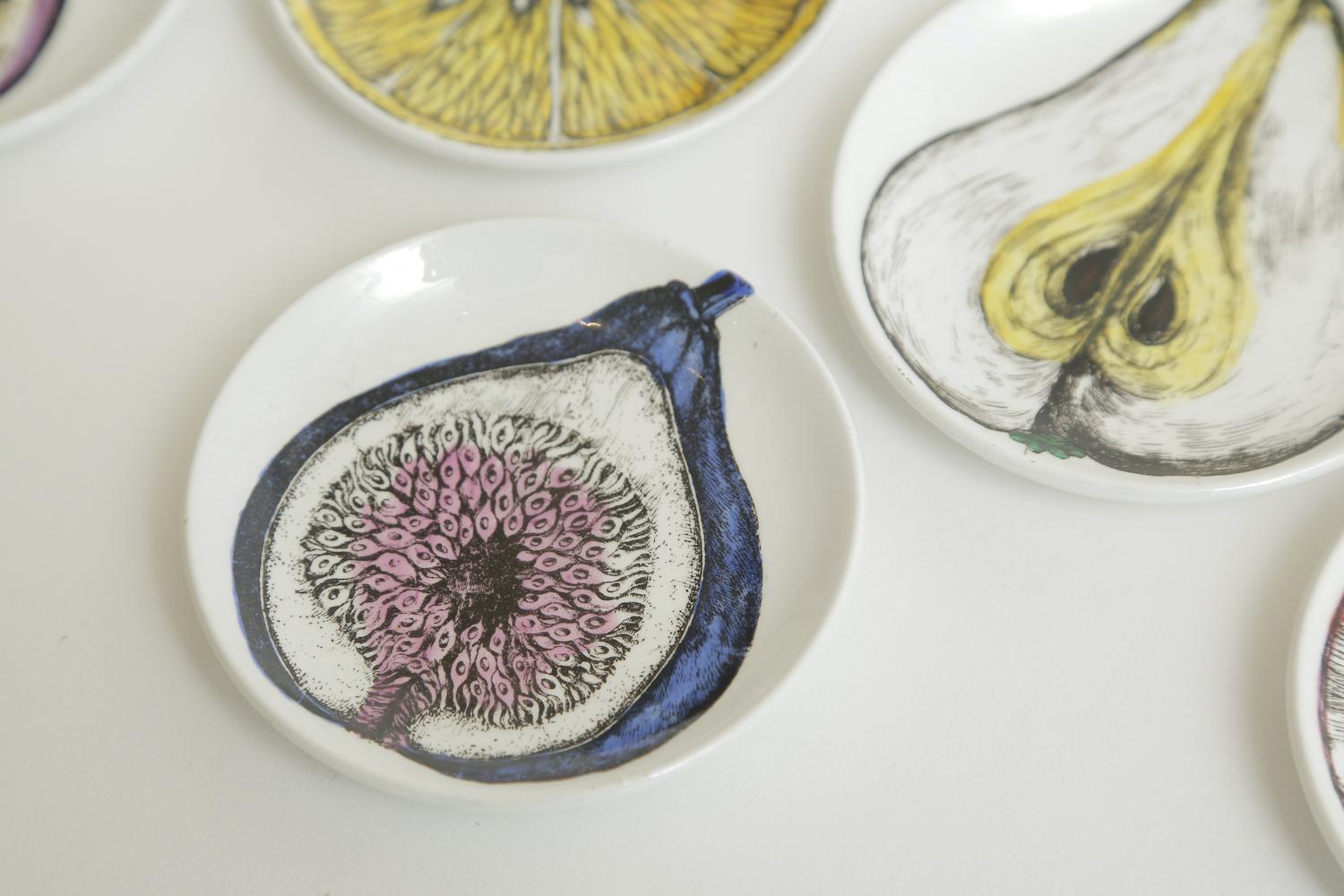 Italian Piero Fornasetti Porcelain Sezoni Di Frutta Midcentury Small Plates or Coasters