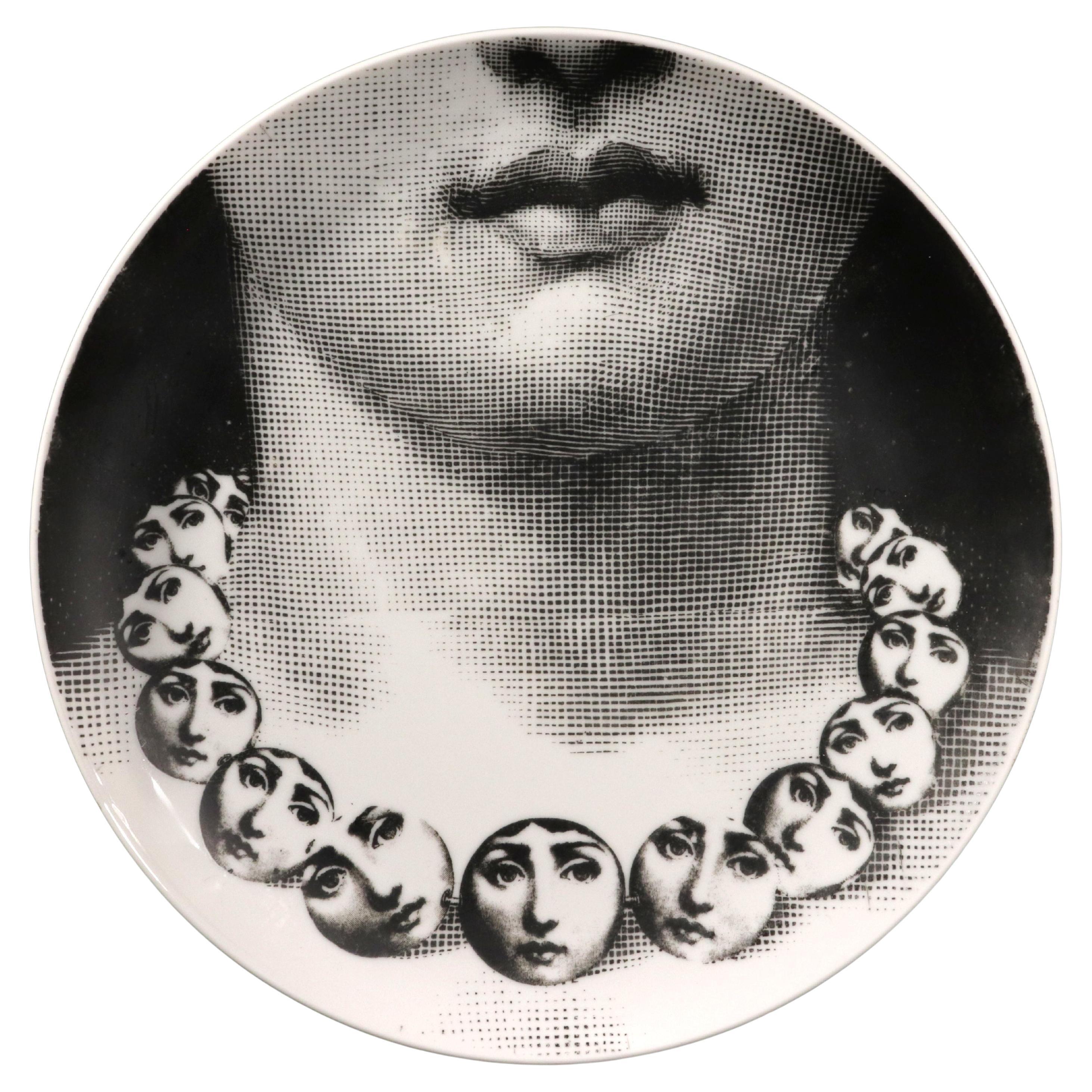Piero Fornasetti Porcelain Themes 
Variation Plate, Number 107 For Sale