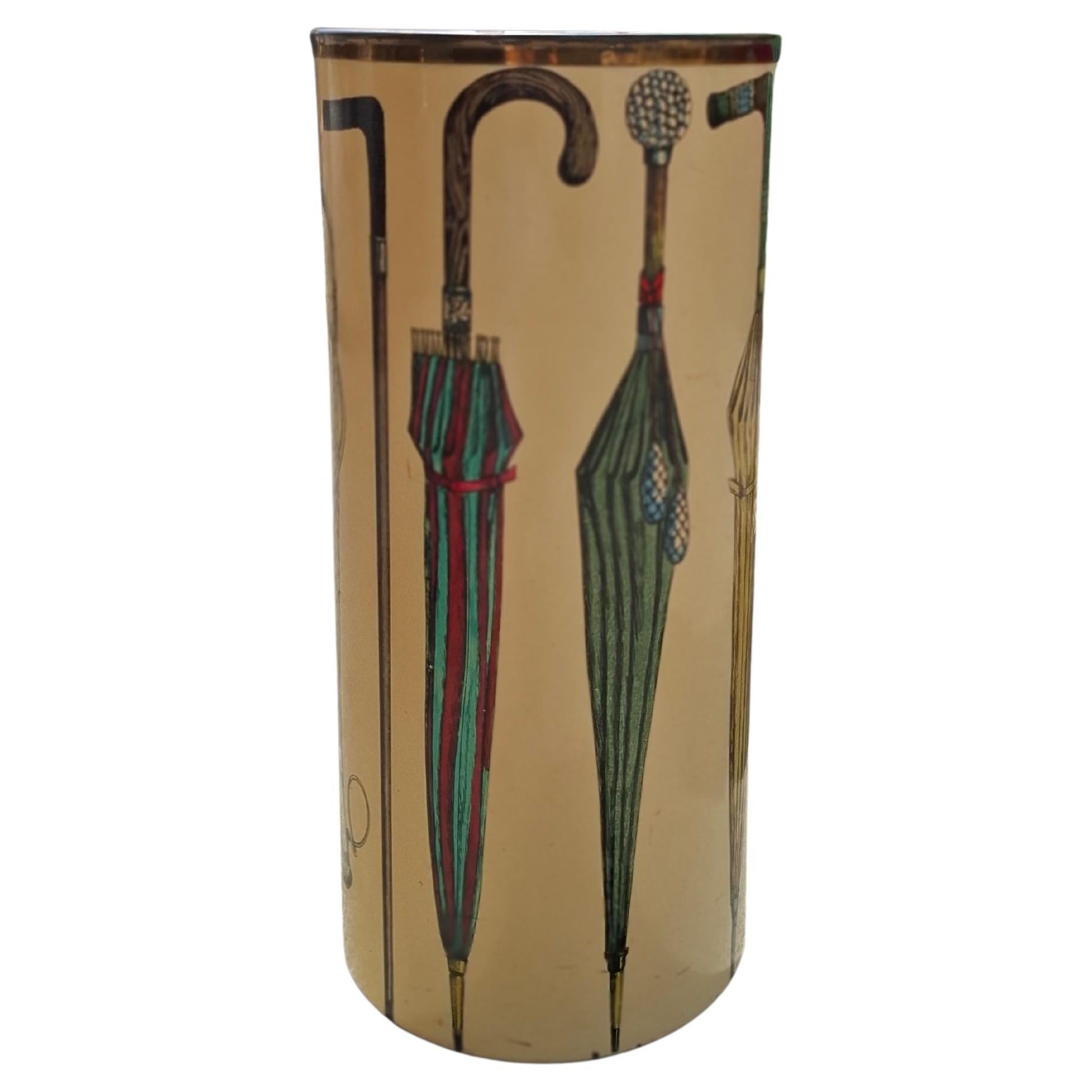 PIERO FORNASETTI Portaombrelli métallisé serigrafato/ottone. Série Gli Ombrelli
