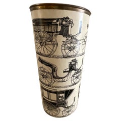 PIERO FORNASETTI Portaombrelli metallo serigrafato/ottone. Serie LE CARROZZE.