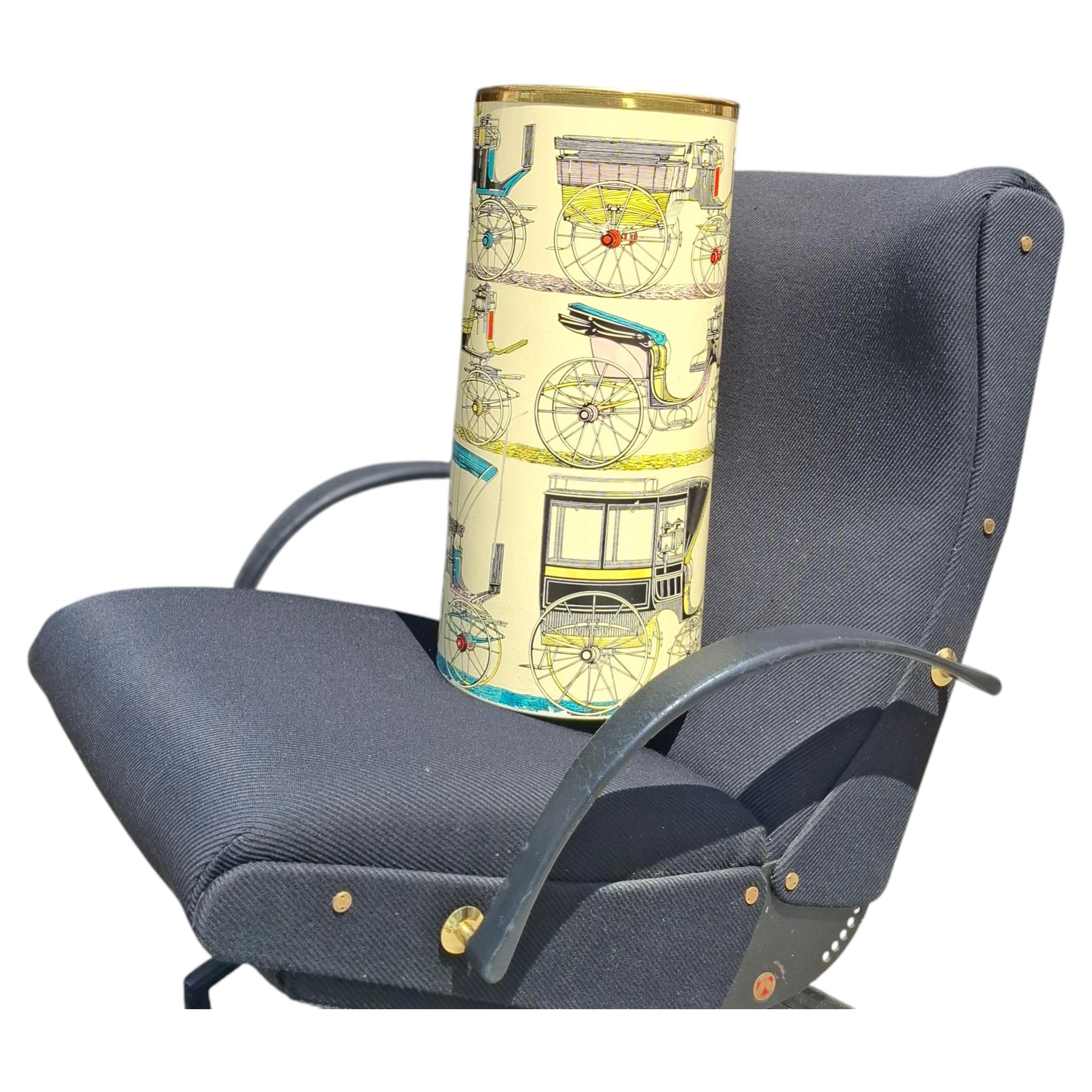 PIERO FORNASETTI Portaombrelli metallo serigrafato/ottone. Serie le Carrozze...i in vendita