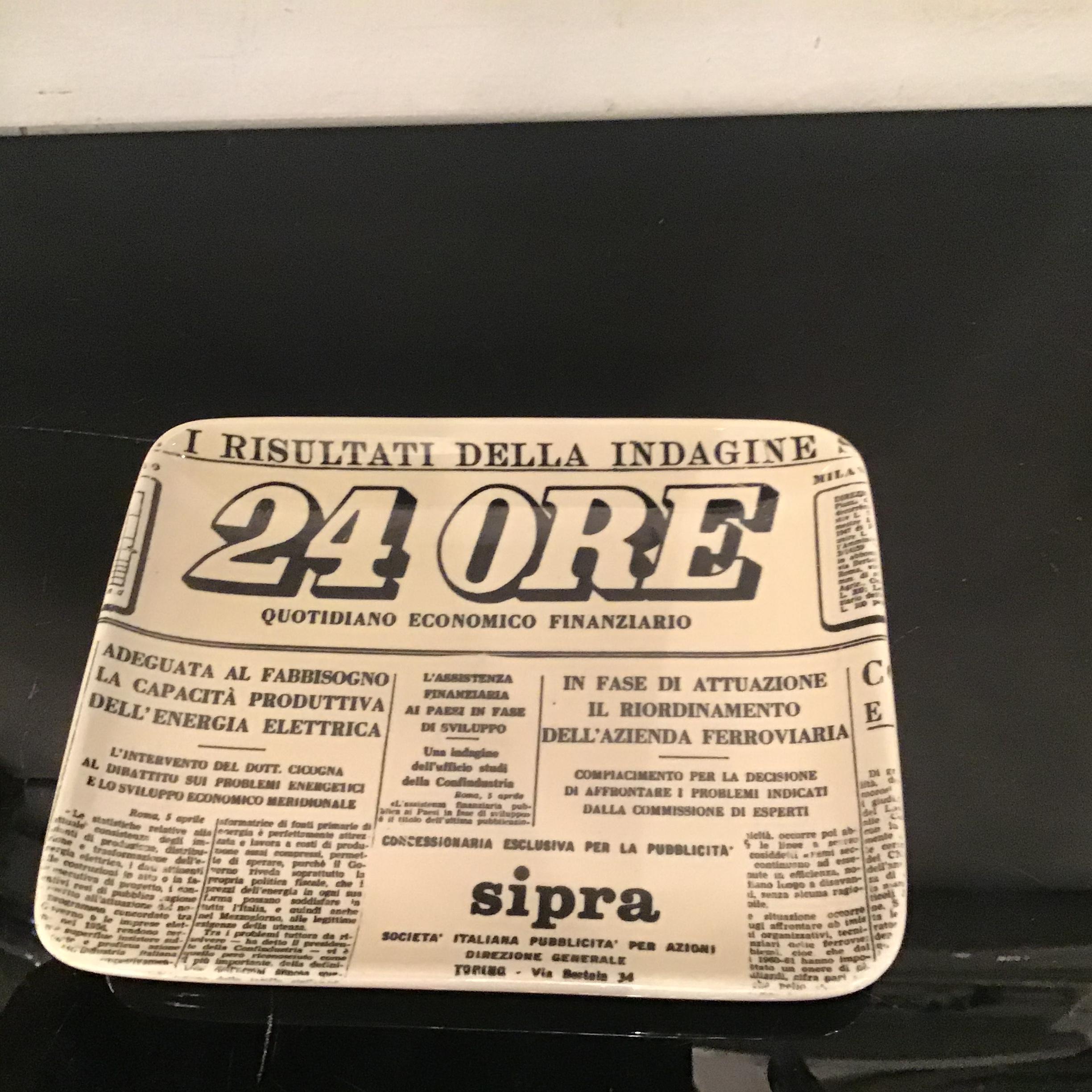 Céramique Piero Fornasetti Posacenere Ore Quotidiano Ceramica 1950, Italie en vente