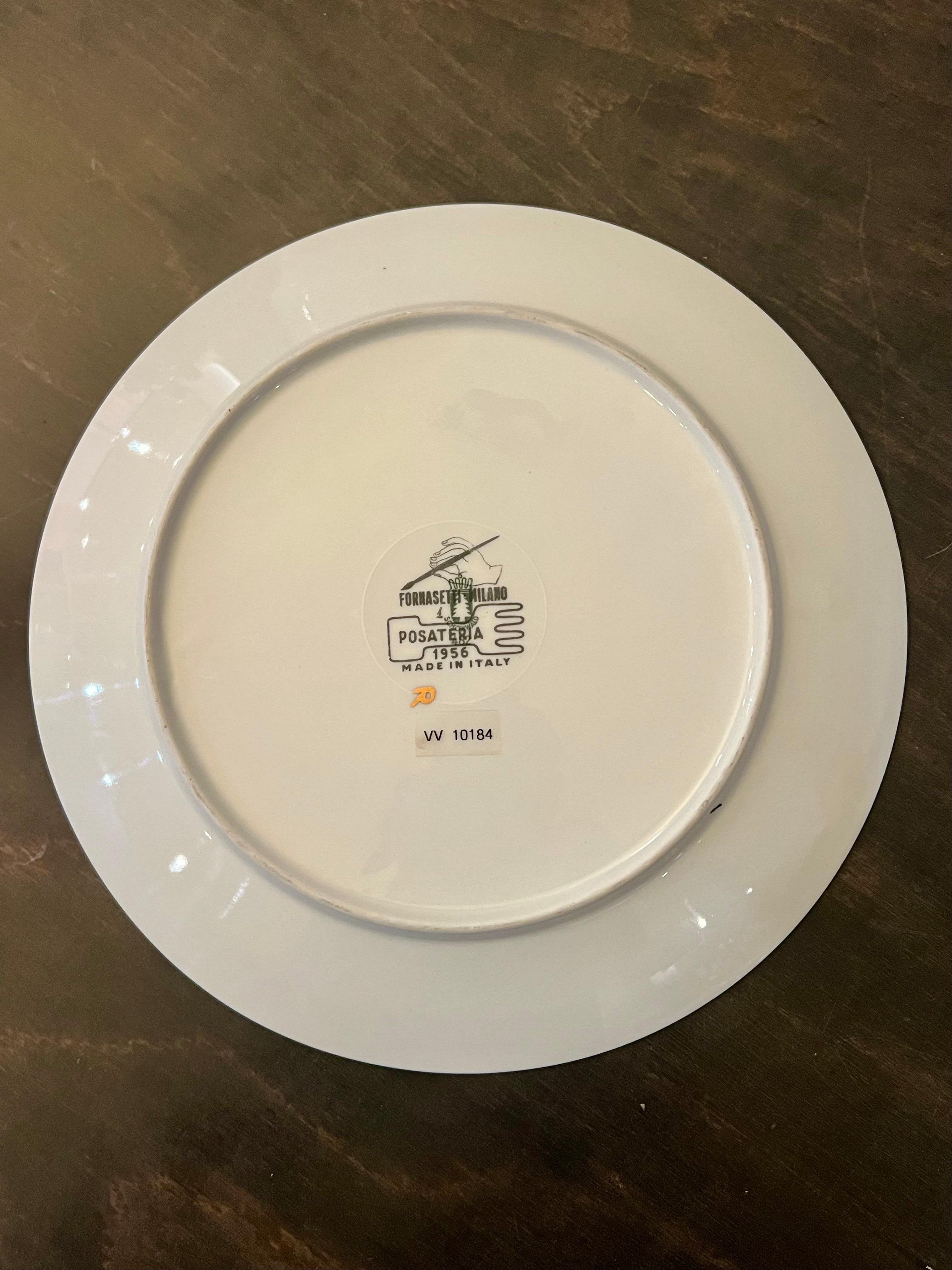 Mid-Century Modern Piero Fornasetti Posateria 1956 Gold Gilt Porcelain Decorative Plate Italy For Sale