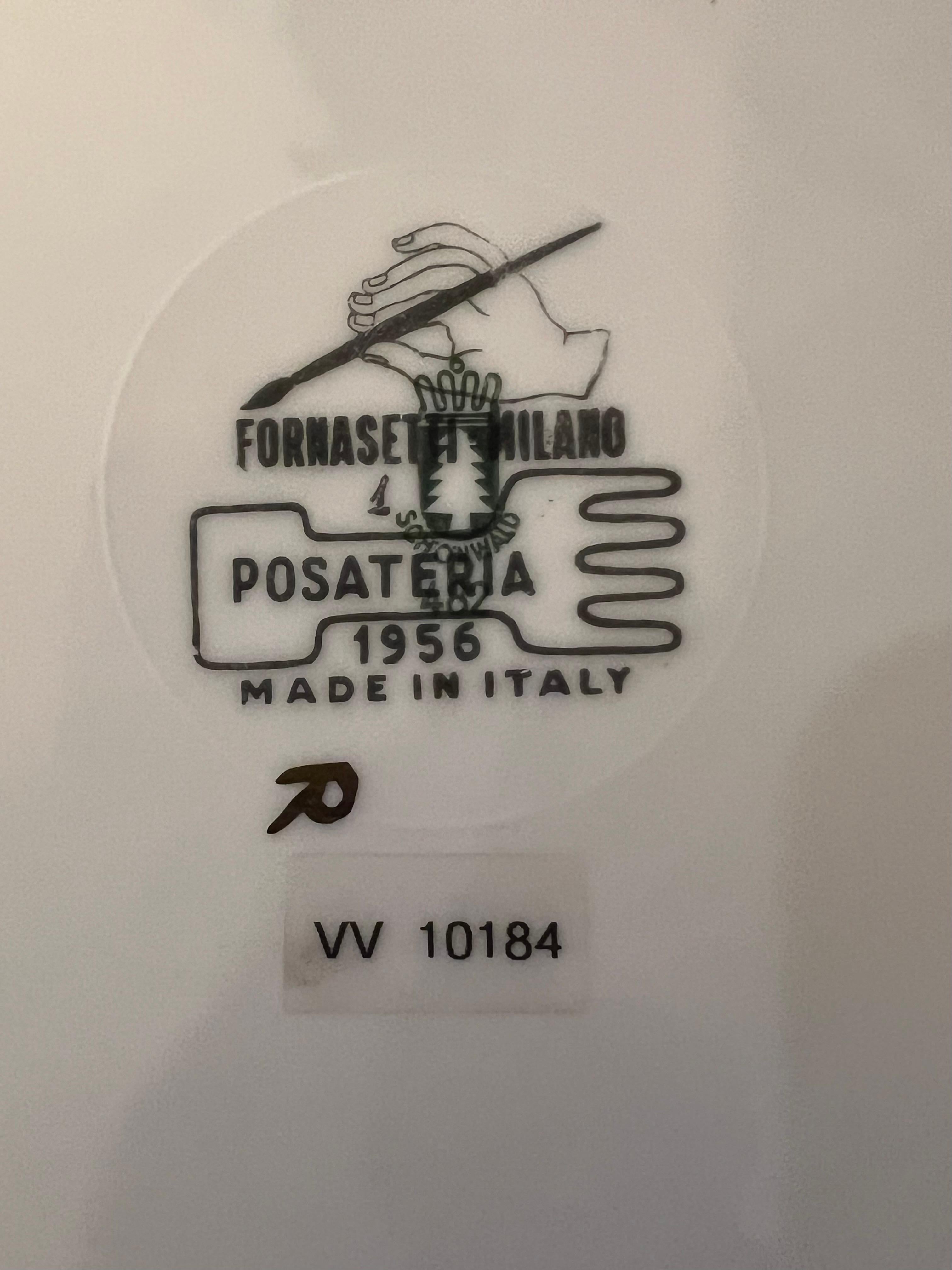 Piero Fornasetti Posateria 1956 Gold Gilt Porcelain Decorative Plate Italy In Good Condition For Sale In San Diego, CA