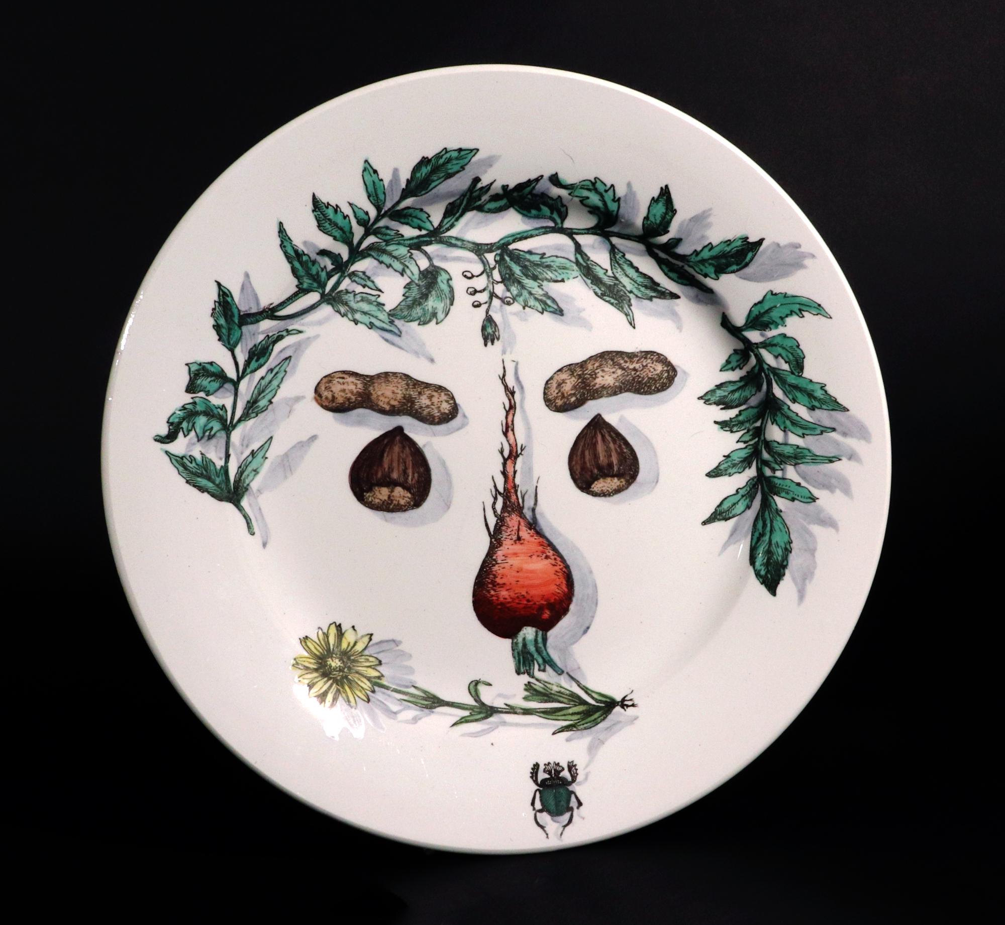 Piero Fornasetti Pottery Arcimboldesca-Motif Vegetable Face Plates For Sale 9