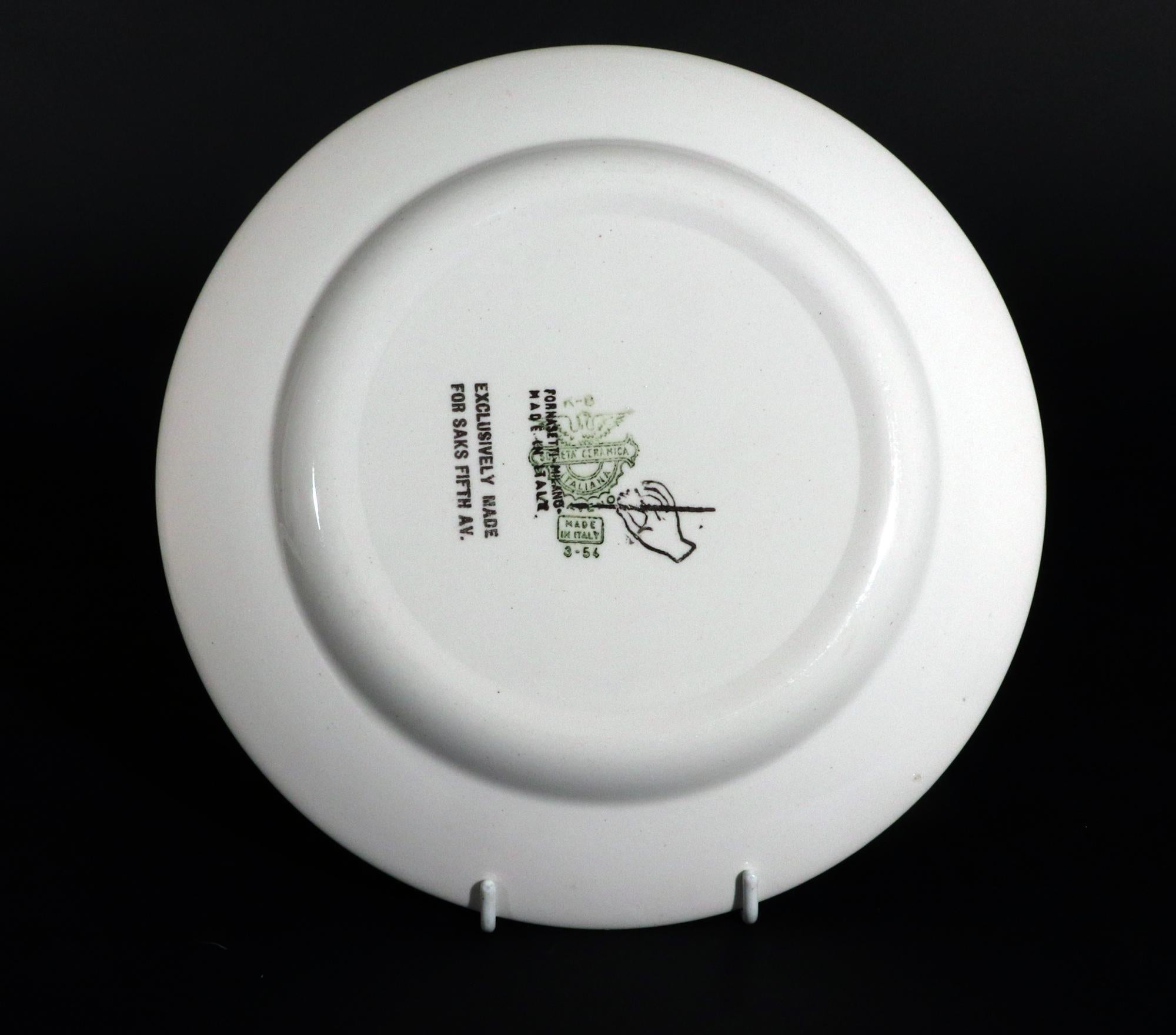 Mid-Century Modern Piero Fornasetti Pottery Arcimboldesca-Motif Vegetable Face Plates For Sale