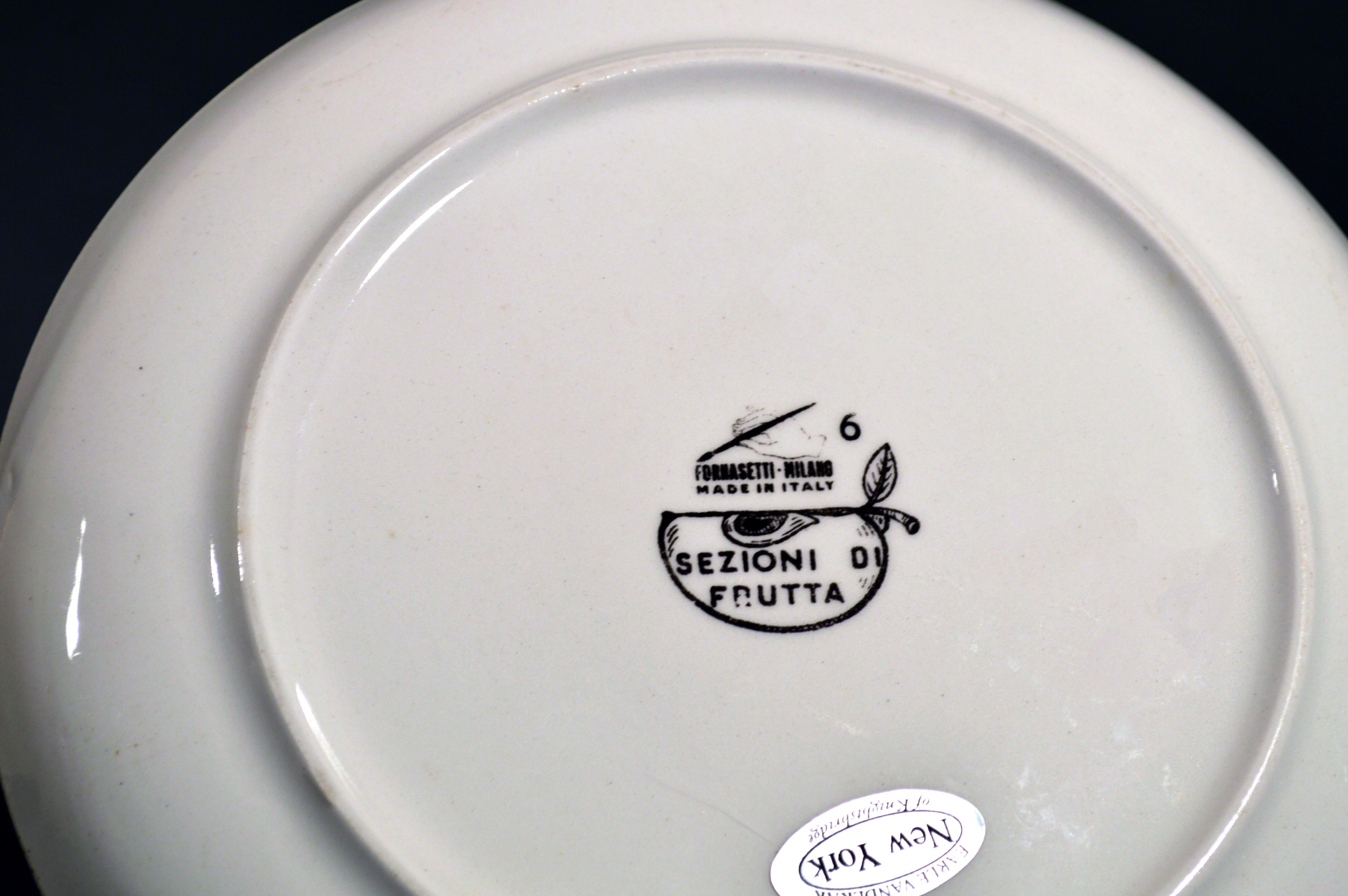 Plato de cerámica Piero Fornasetti, Sezioni Di Frutta, nº 6 Moderno de mediados de siglo en venta