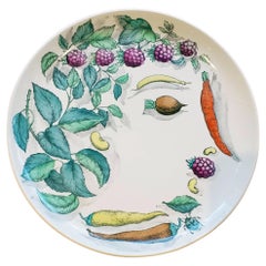Piero Fornasetti Pottery Vegetalia Plate, #10 Morino, 1955