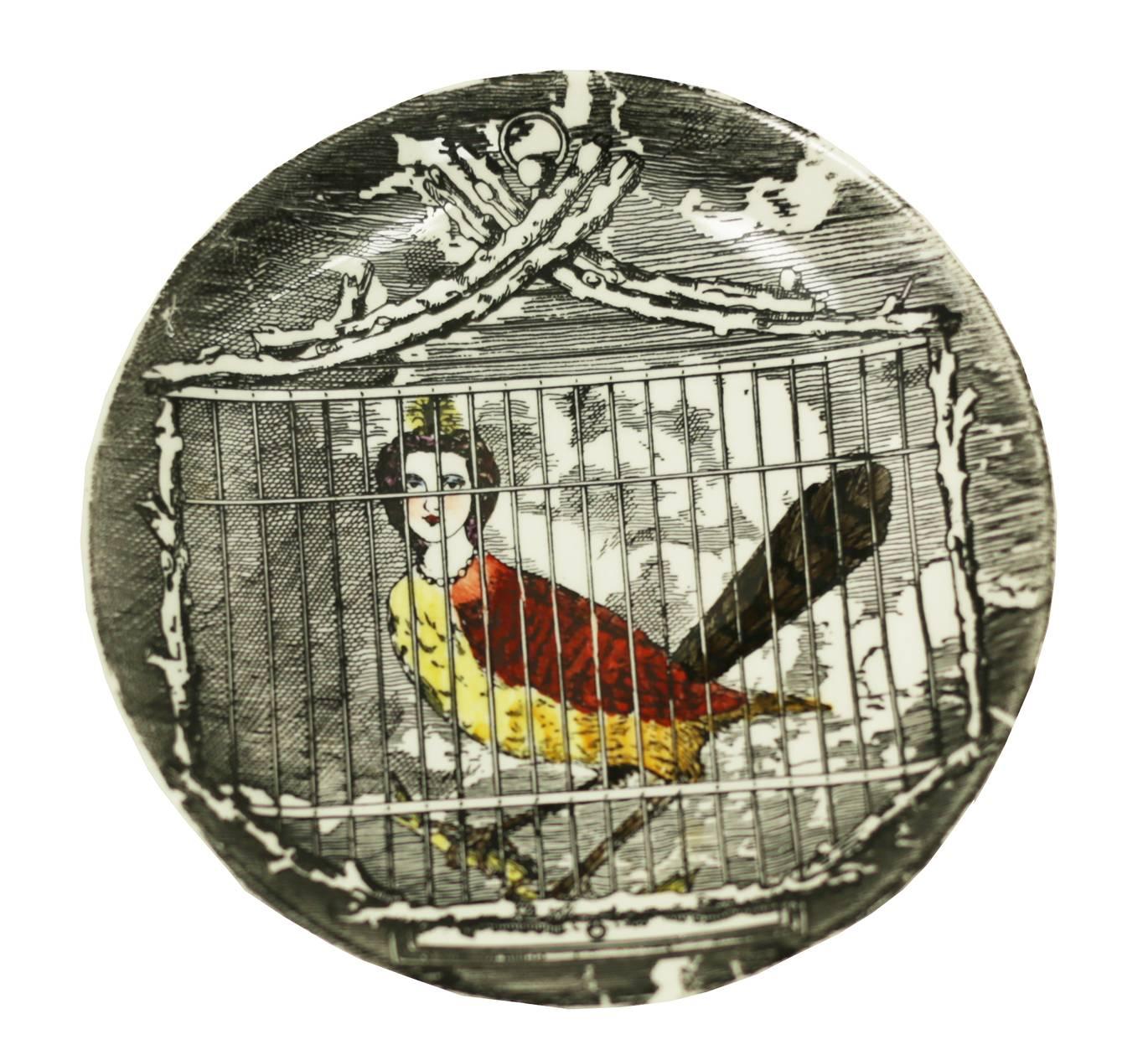 Italian Piero Fornasetti Rare Multi Colored L'Arpie Gentili Coasters, Set of Five For Sale