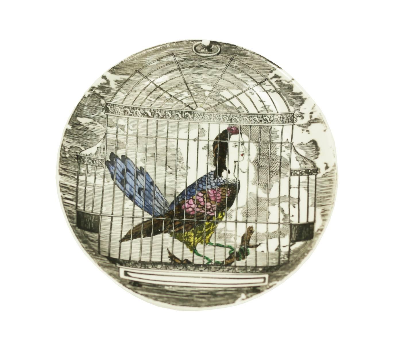 Piero Fornasetti Rare Multi Colored L'Arpie Gentili Coasters, Set of Five In Excellent Condition For Sale In New York, NY