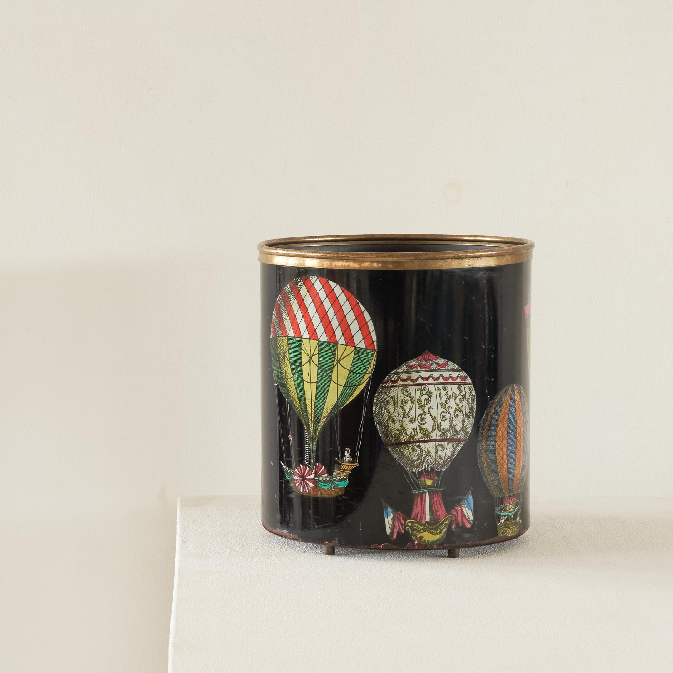 Piero Fornasetti Rare Vintage 'Mongolfiere' Waste Paper Basket, Milan, Italy, 1960s.

This is a very rare original 1960s Piero Fornasetti waste paper basket / bin with the famous hot air balloons - the 'Mongolfiere' design by famous Italian artist