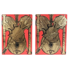 Piero Fornasetti Red Strumenti Musicali Music Metal Bookends