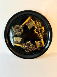 Piero Fornasetti Round Serving Decorative Metal Tray Featuring Keys