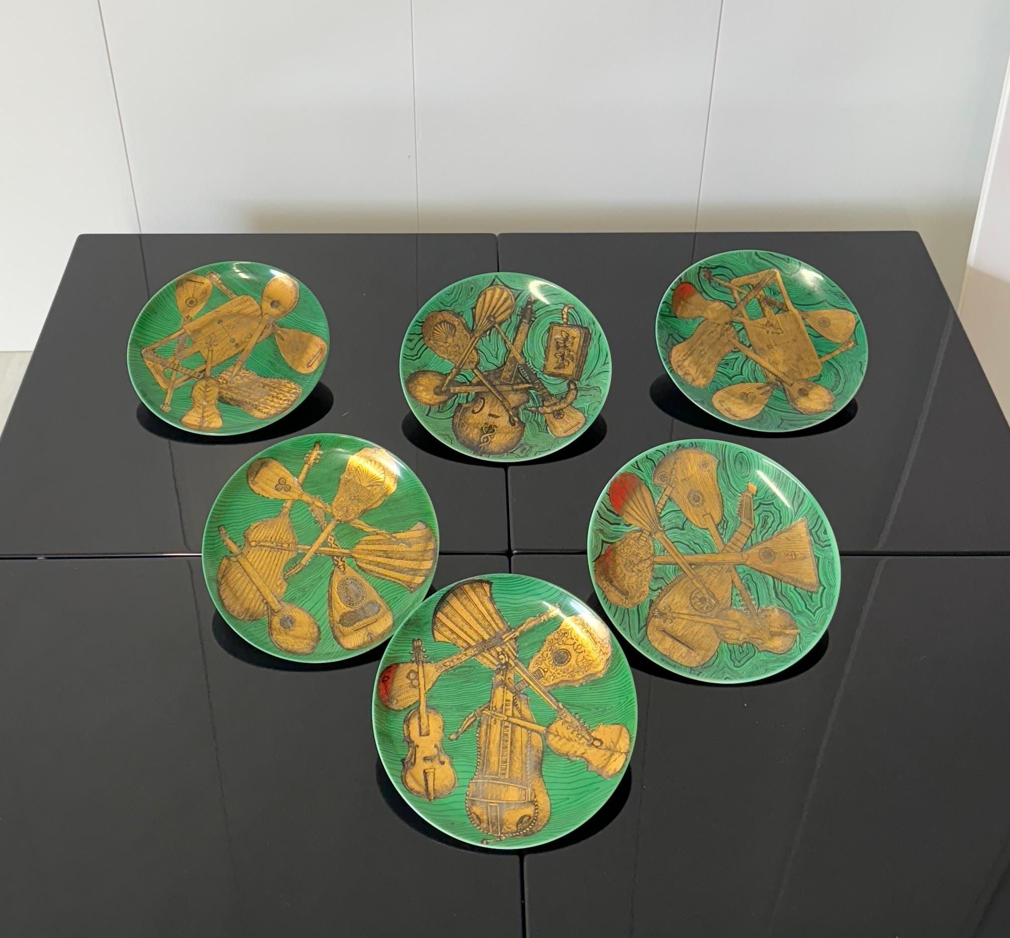 Late 20th Century Piero Fornasetti, Six saucers 