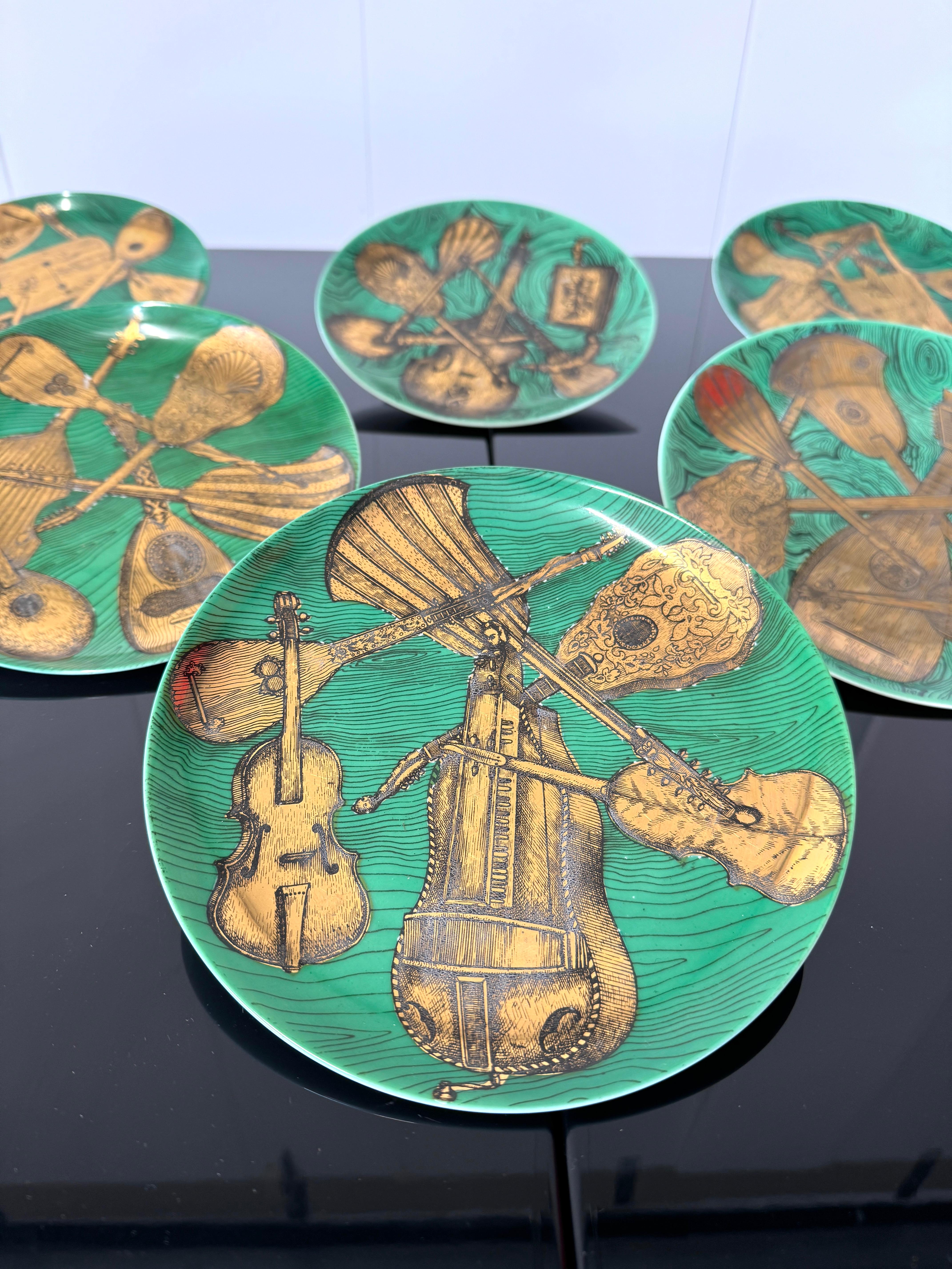 Ceramic Piero Fornasetti, Six saucers 