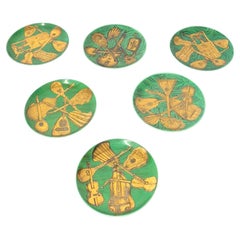Piero Fornasetti, Sei piattini serie "Strumenti musicali",  anni '70