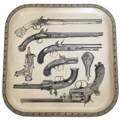 Retro MAISON FORNASETTI PAIR Serving Trays, Pistol Motif, 'Pistole', Italy, circa 1960