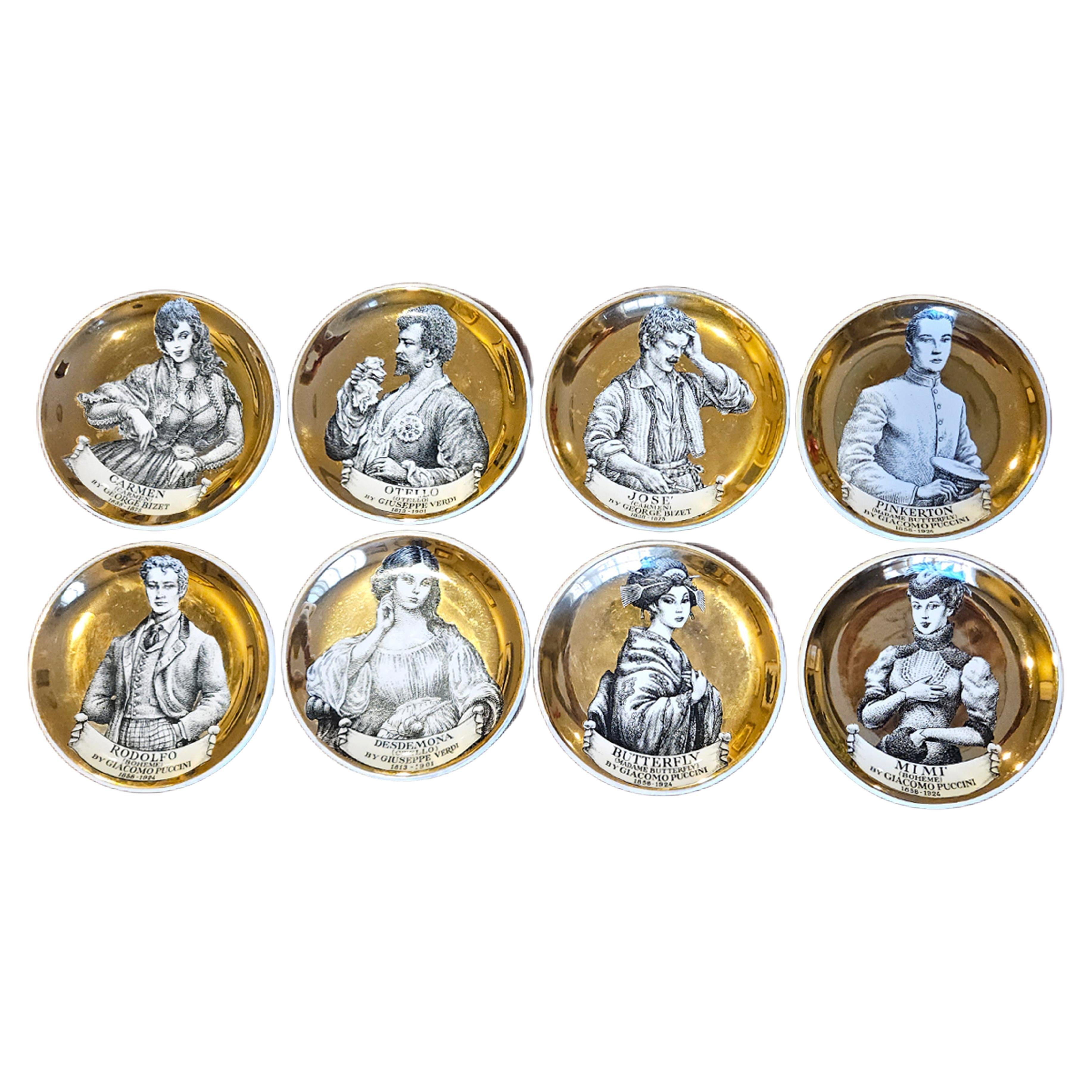 Piero Fornasetti Set di sottobicchieri con personaggi dell'opera - Melodramma!