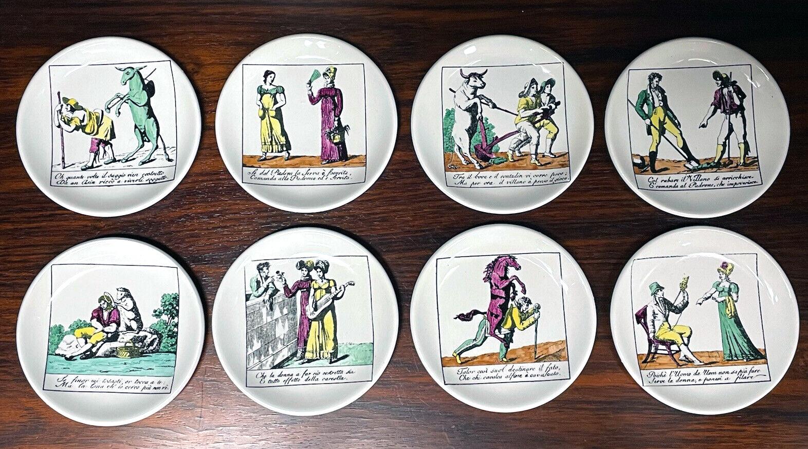 Piero Fornasetti Set of Eight Coasters-“The Topsy-turvy World” 6