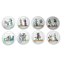 Piero Fornasetti Set of Eight Coasters-“The Topsy-turvy World”