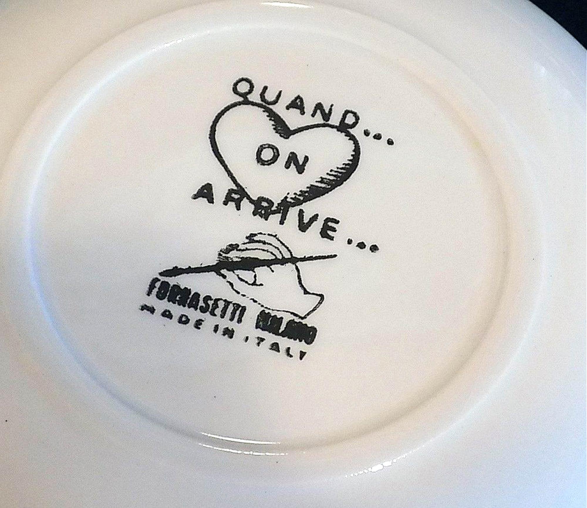 Mid-20th Century Piero Fornasetti Set of Eight Quand on Arrive Clock Coasters, When One Arrives