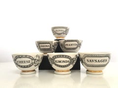 Piero Fornasetti Set of Six Bar Snack Bowls or Appetizer Bowls, 1960s