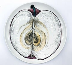 Piero Fornasetti Sezioni Di Frutta Porcelain Plates of an Eggplant & Apple