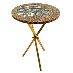 Piero Fornasetti Side Table with Seashell Motif, Italy, 1960s