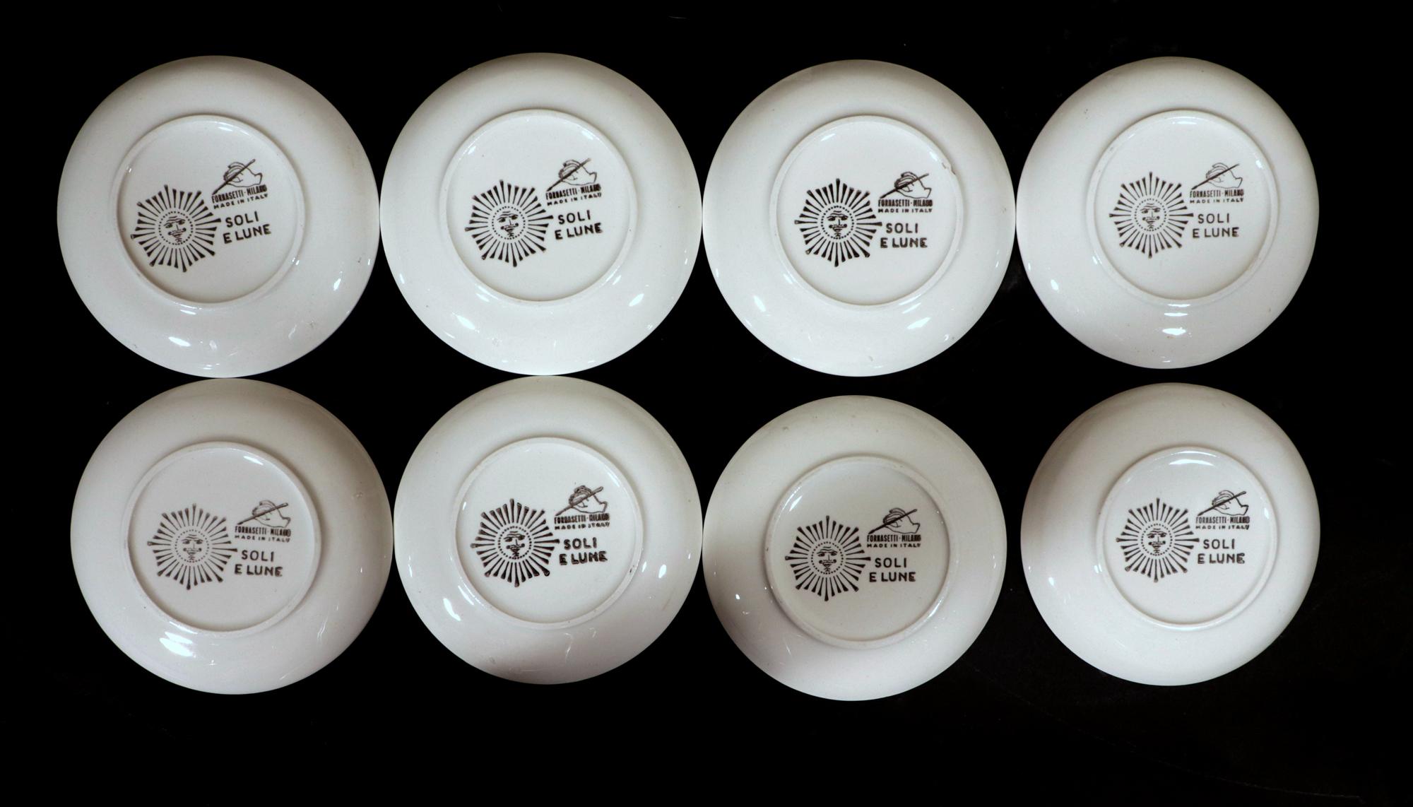 Mid-Century Modern Piero Fornasetti Soli e Lune (Suns and Moons) Coaster Set For Sale