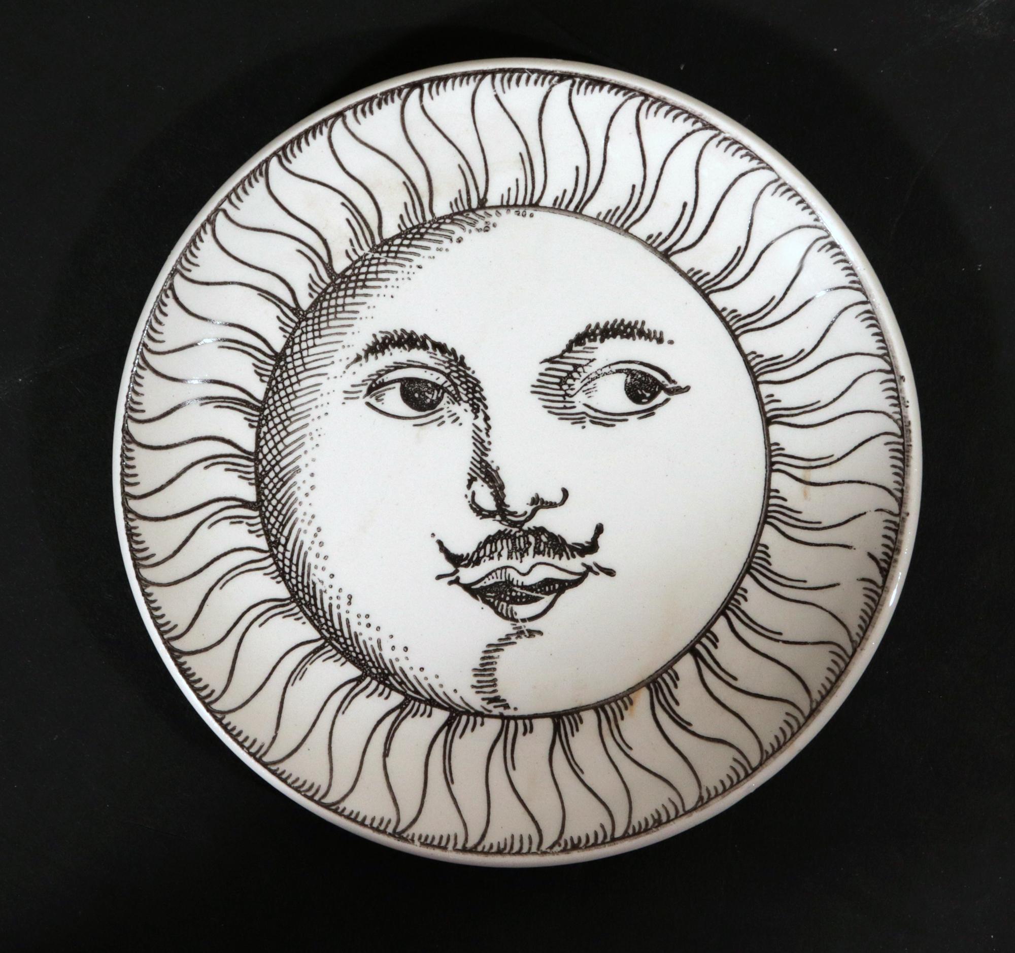 Ceramic Piero Fornasetti Soli e Lune (Suns and Moons) Coaster Set For Sale