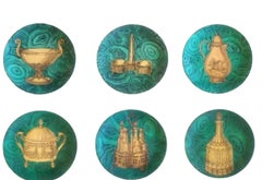 Piero Fornasetti Stoviglie Malachite Plates Curette, Chalice - Set of Twelve