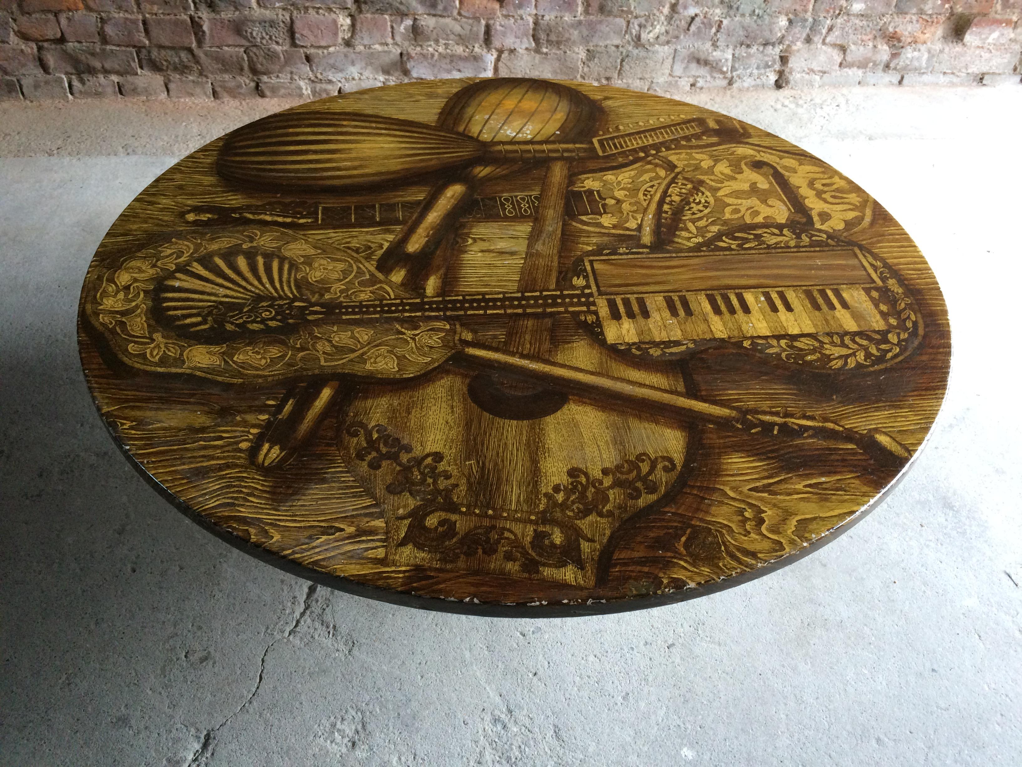 Piero Fornasetti Strumenti Musicali Coffee Table circa 1960s Musical Instruments 1