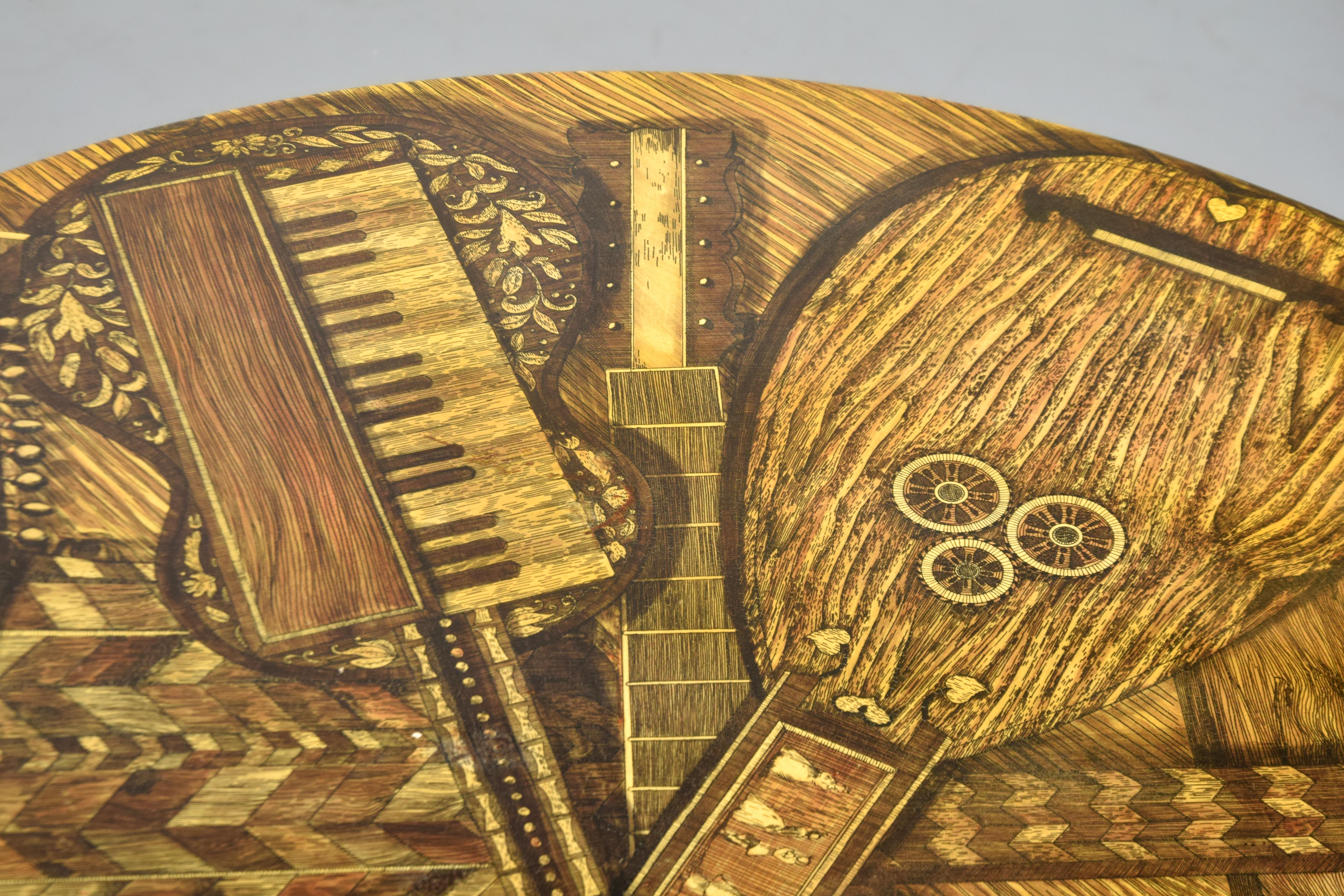 Wood Piero Fornasetti “Strumenti Musicali” Coffee Table For Sale