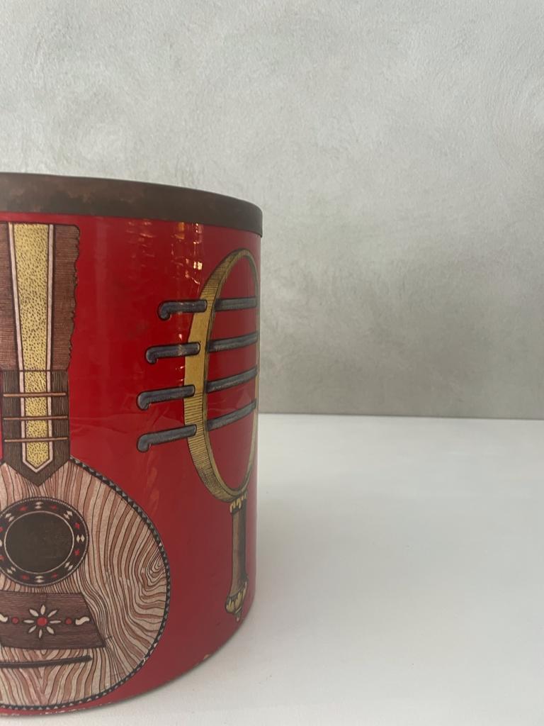 Piero Fornasetti Strumenti Red Wastepaper Basket Brass Frame Masonite Italy 1955 1