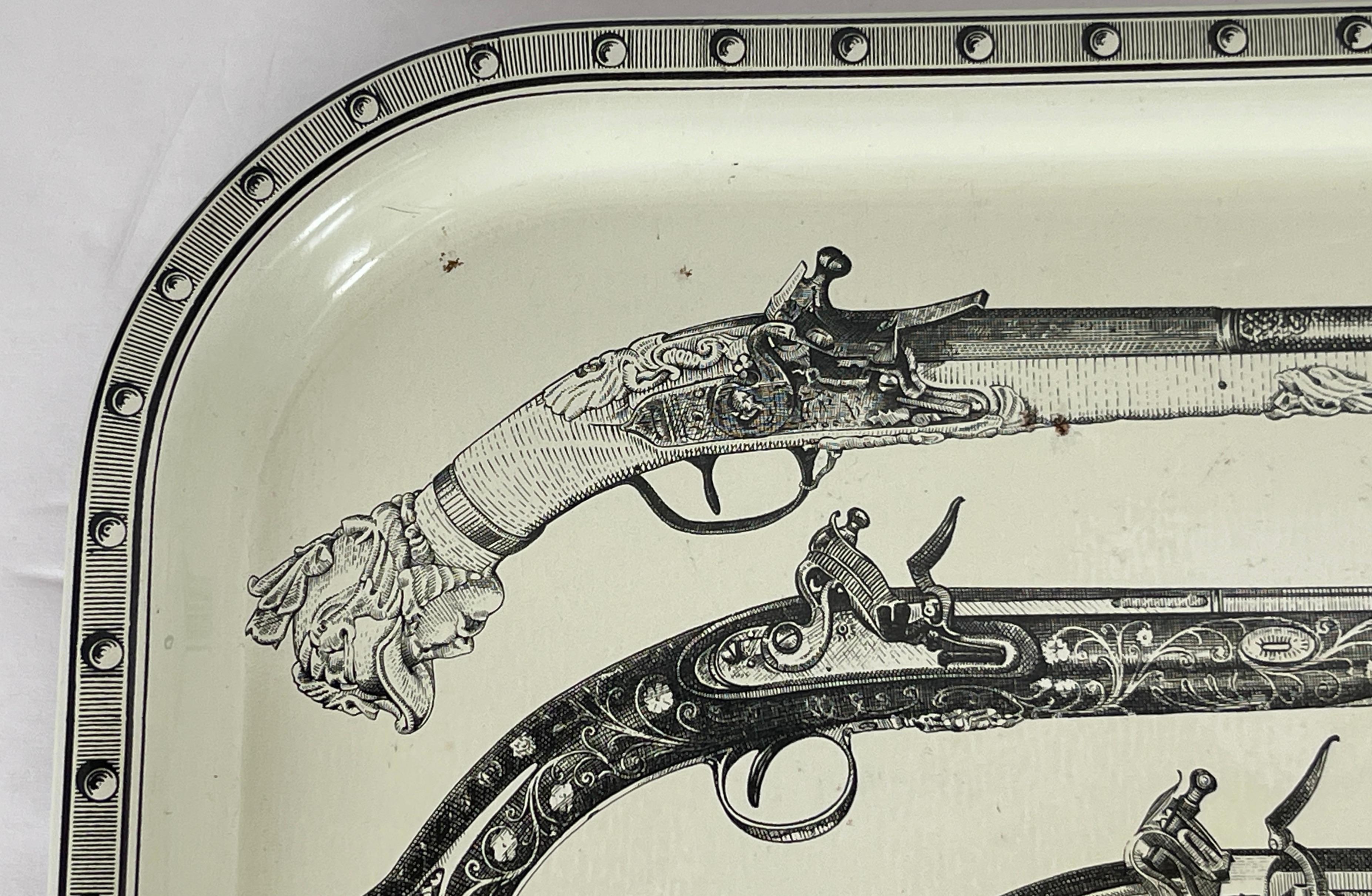 Metal Piero Fornasetti Studio,  Pistol Tole  Barware Serving Tray