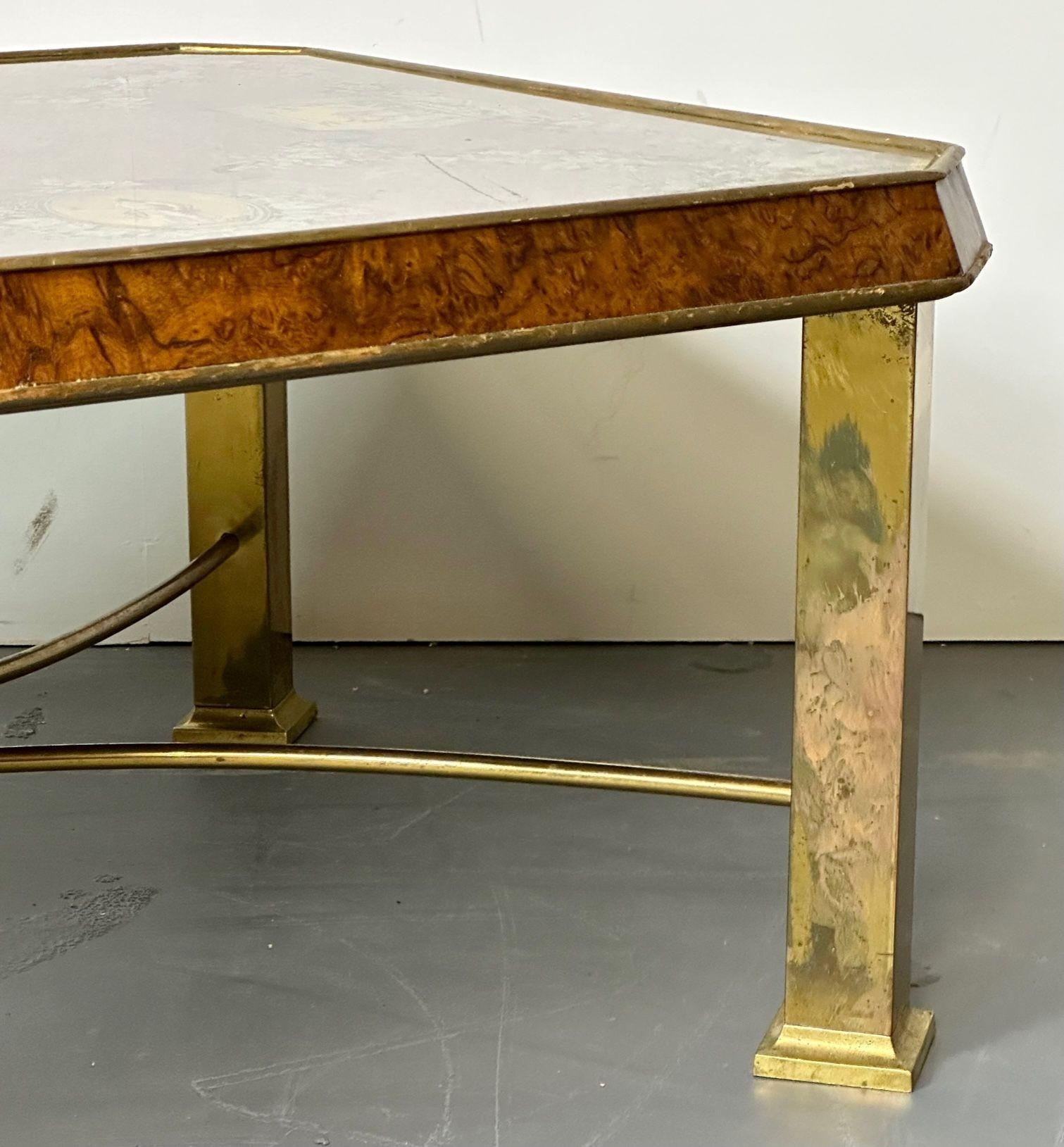 Table basse et table à cocktail italienne de style Piero Fornasetti, bronze, bois de ronce, années 1940 en vente 9