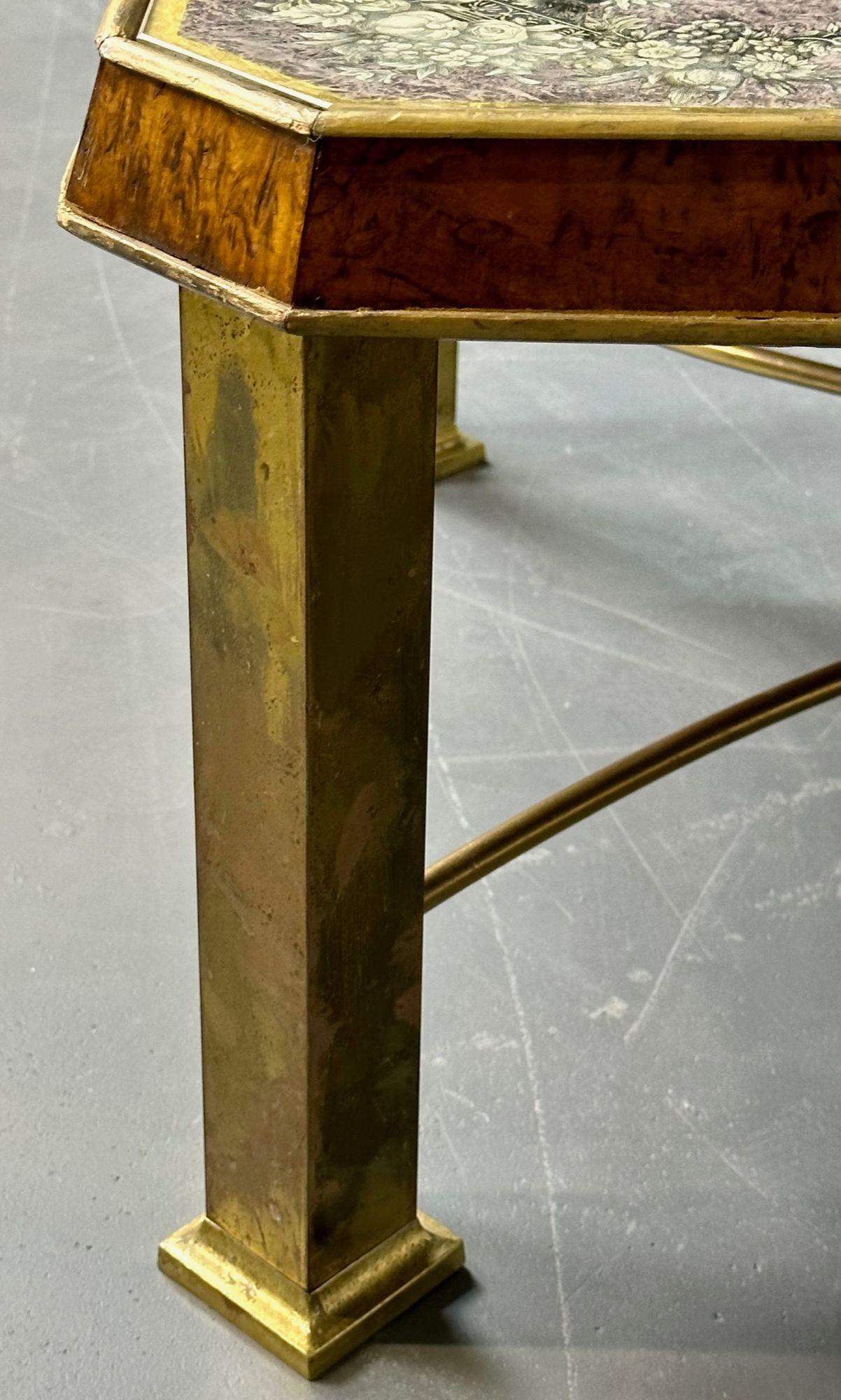 Table basse et table à cocktail italienne de style Piero Fornasetti, bronze, bois de ronce, années 1940 en vente 12
