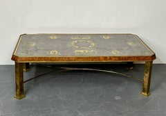 Italian Coffee, Cocktail Table, Bronze, Burlwood, 1940s