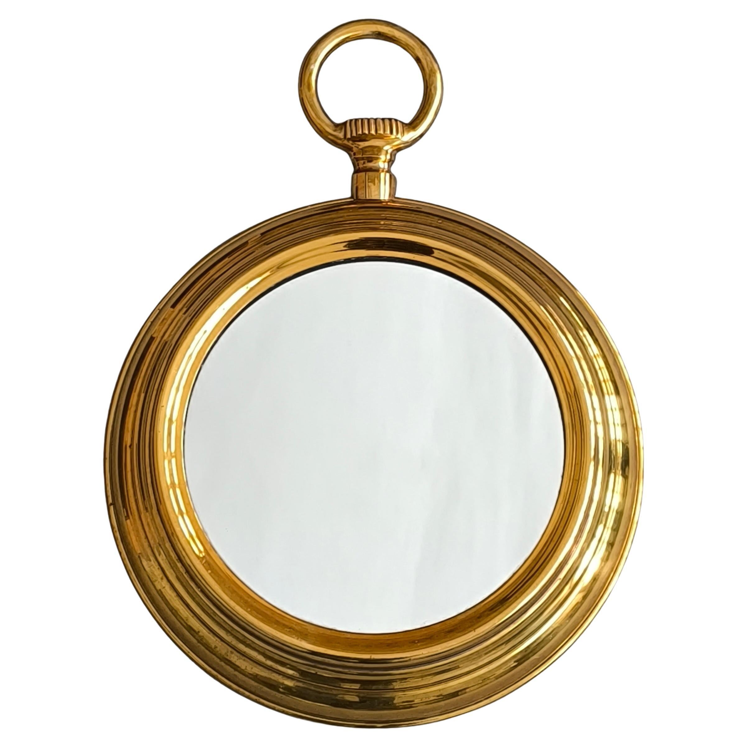 Specchio per orologio da tasca in ottone, stile Piero Fornasetti, Italia 1960