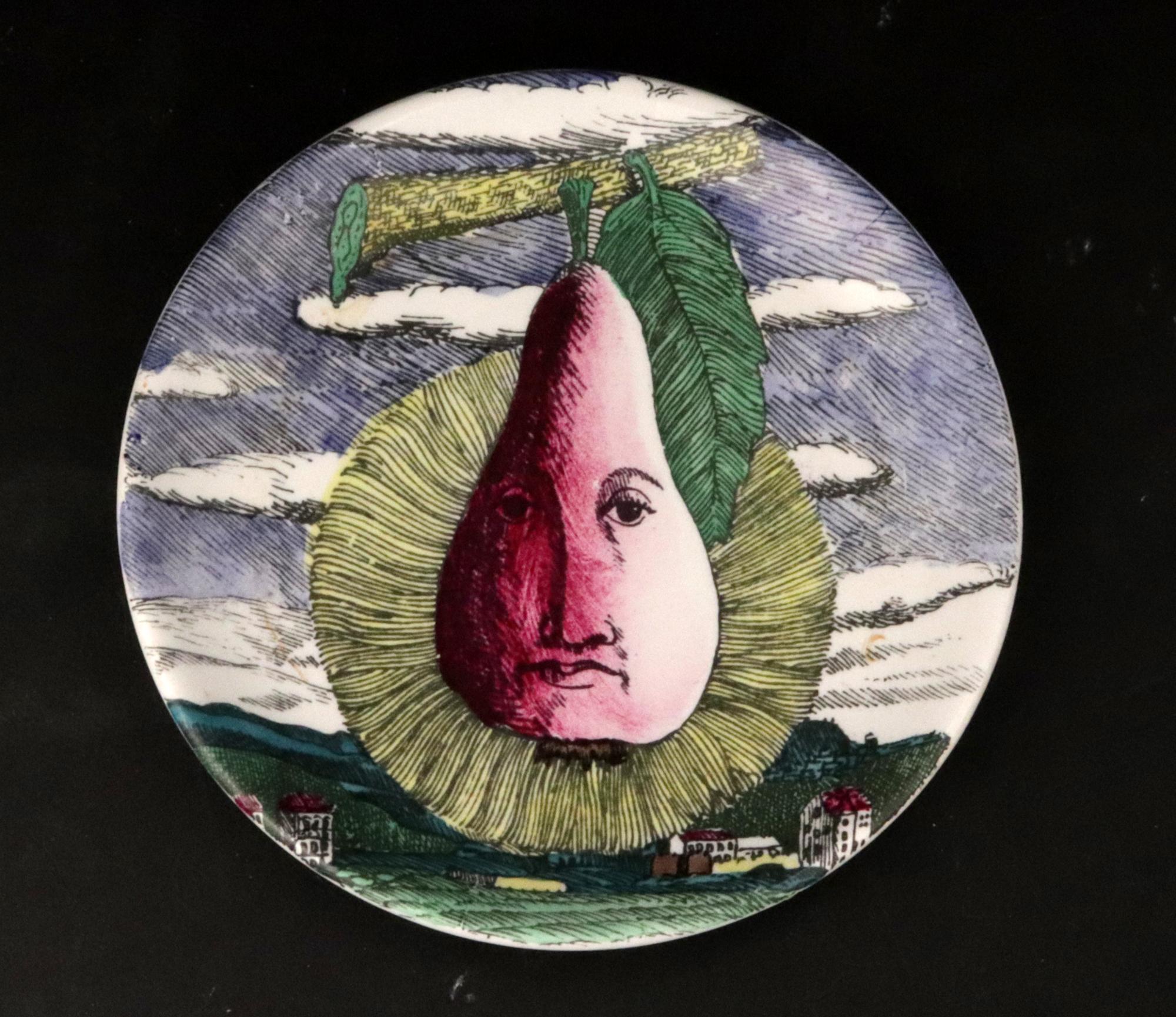 Piero Fornasetti Surreal Sun-Motif Ceramic Complete Set of Coasters For Sale 4