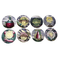 Piero Fornasetti Set complet de sous-verres en céramique avec motif solaire surréaliste