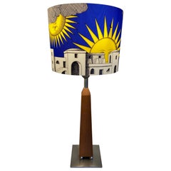 Piero Fornasetti Table Lamp, "Il Sole di Capri", Cherry Wood and Polypropylene