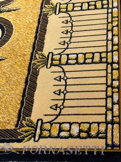 Piero Fornasetti surrealist style carpet "Italian gardens" yellow black