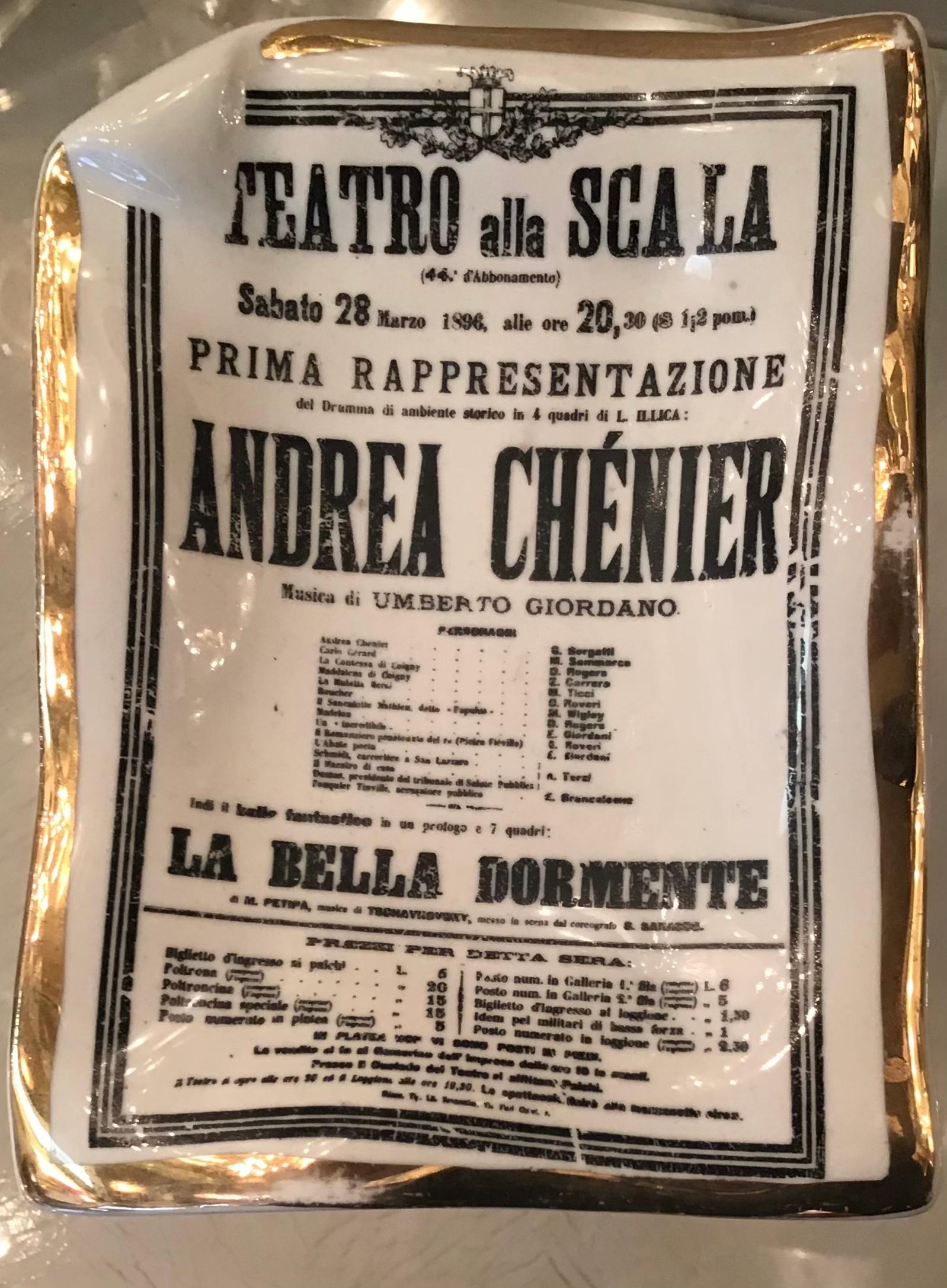 Piero Fornasetti “Teatro Alla Scala” Ashtray Ceramic 1950 Italy In Excellent Condition In Milano, IT