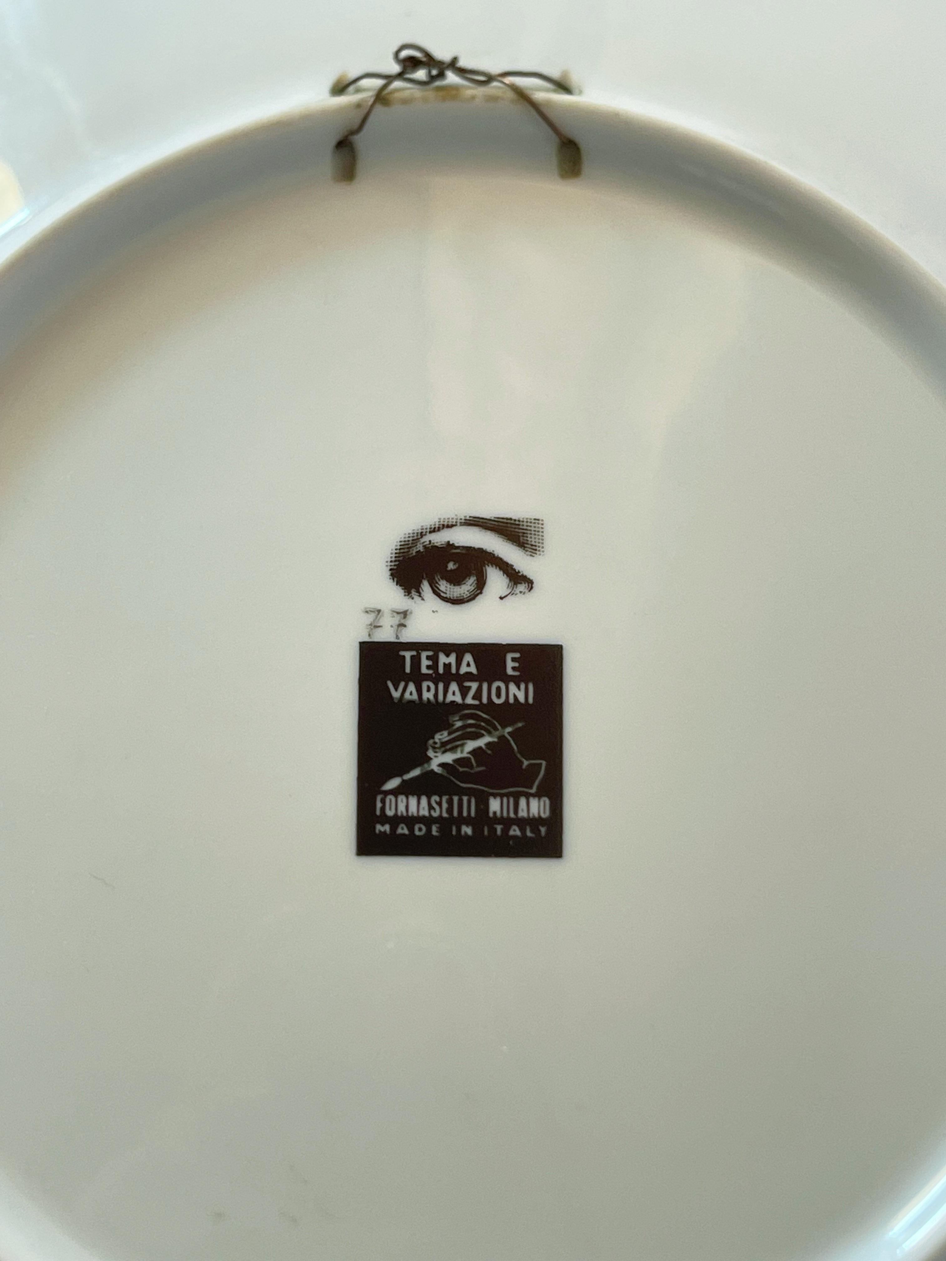 FORNASETTI Tema E Variazioni Plato de porcelana nº 77 en venta 1