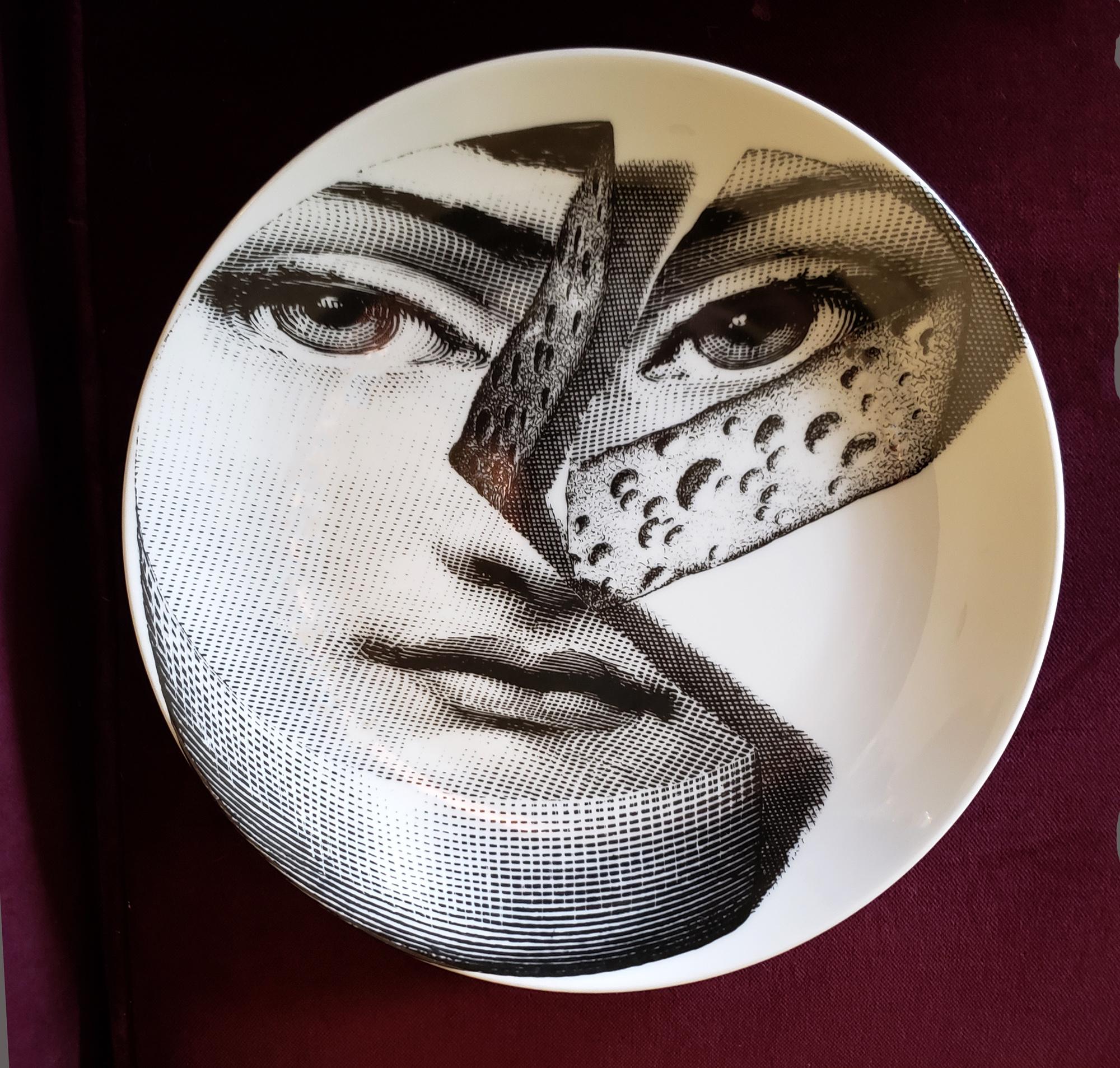 Late 20th Century Piero Fornasetti Themes & Variations Porcelain Plate, Number 106