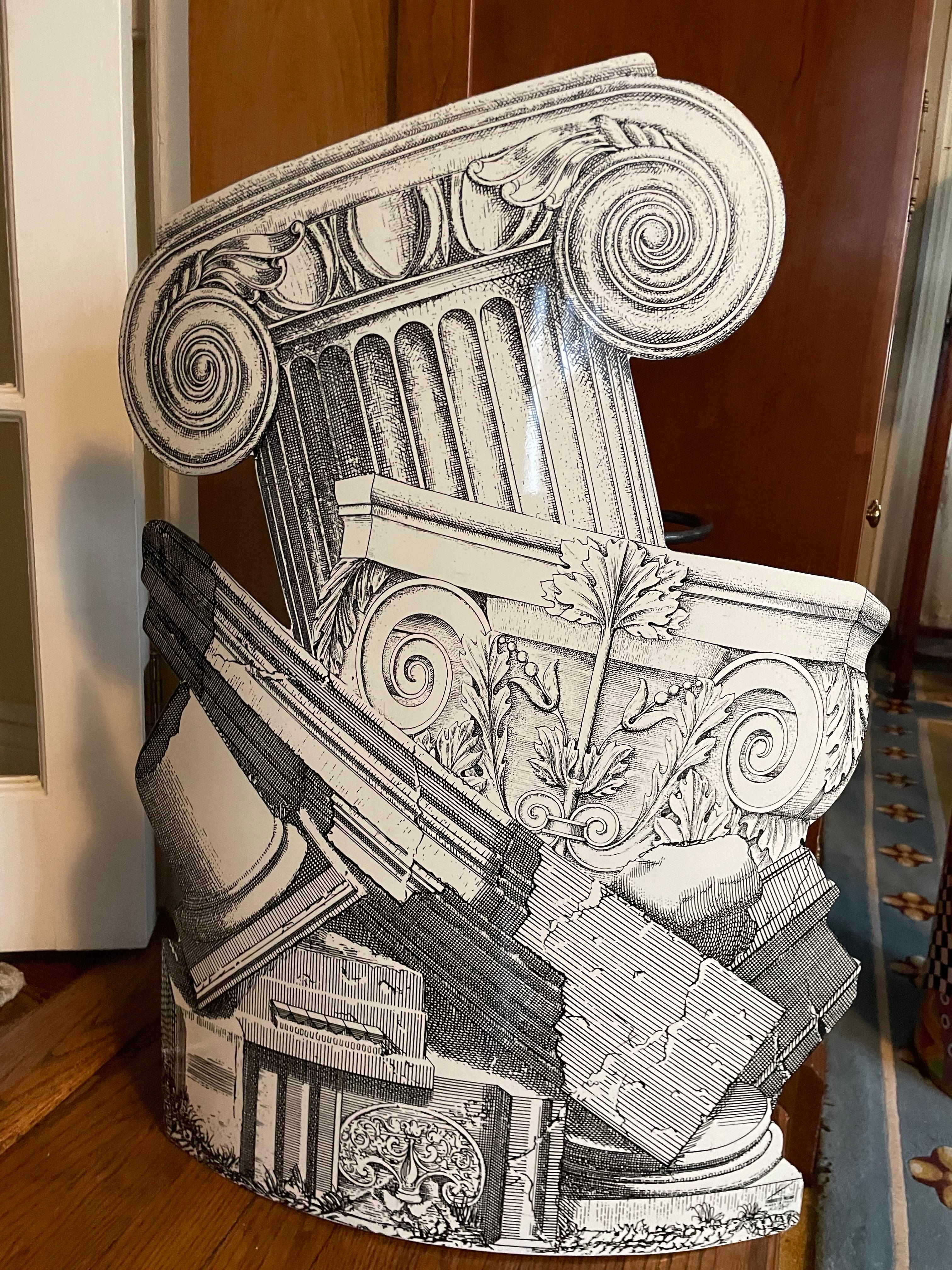 Piero Fornasetti Trompe L’oeil Rovine Umberella Stand Black and White For Sale 1